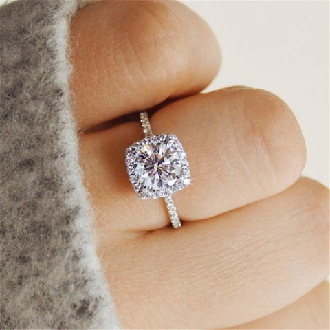 Anillo de compromiso romántico para mujer, sortijas de moda de taladro blanco exquisito, joyería de boda, los mejores regalos ► Foto 1/4