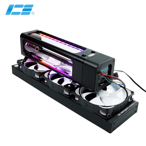 IceManCooler agua refrigeración ARGB tanque Combo D5 bomba, depósito con soporte, + 5V 3PIN cabeza de luz soporte sincronización placa base, negro ► Foto 1/6