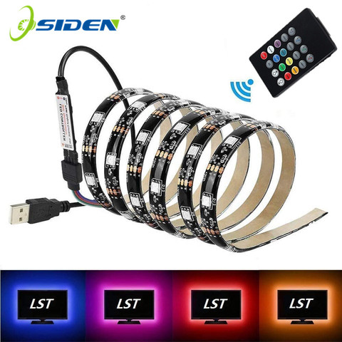 Tira de ledes 5050 RGB, iluminación de fondo de TV LED cambiable de 60 ledes USB DC5V 1M 2M 3M 5M, luz LED de coche Flexible DIY, mini controlador de música ► Foto 1/6