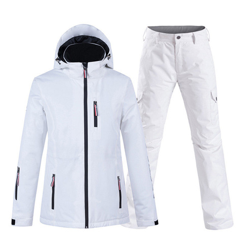 Traje de nieve de Color blanco puro para mujer, conjunto de ropa de Snowboard, 10k, impermeable, a prueba de viento, chaqueta de esquí + pantalón de nieve ► Foto 1/6