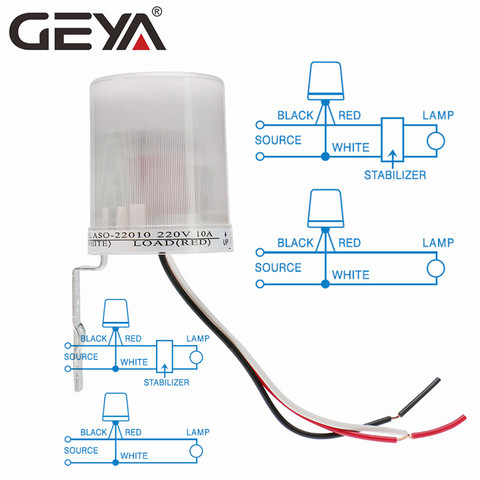 Sensor de luz GEYA Photo Sensor de luz operado Auto Photocell Street interruptor de Control de luz fotoeléctrica Max 30A ► Foto 1/6