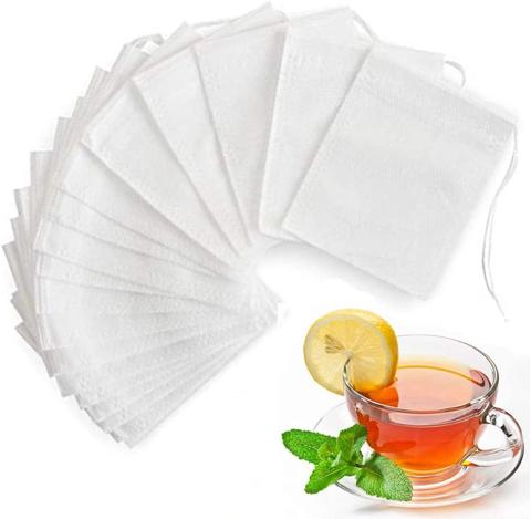 Bolsas de filtro de té de tela no tejida, bolsas de té vacías desechables, Infusor de hojas sueltas, bolsitas de té con cordón de grado alimenticio, 100 Uds. ► Foto 1/6