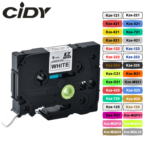 CIDY Multicolor Compatible laminada tze 221 tze221 9mm negro sobre blanco cinta tze-221 tz-221 para brother P-touch impresora tze-121 ► Foto 1/6