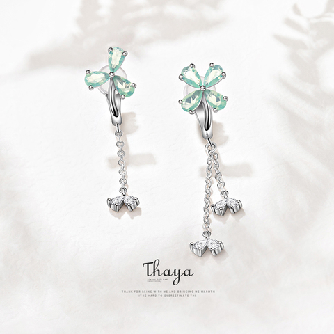 Thaya 100% sólida plata 925 pendientes de tréboles pendientes de Clip pendientes largos aretes pendientes para las mujeres regalo de compromiso joyería fina ► Foto 1/6