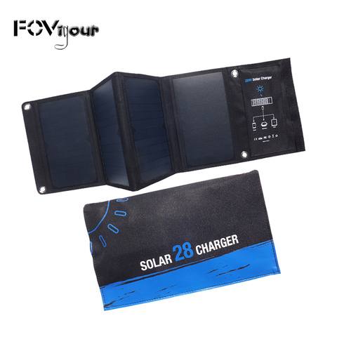 Xionel-cargador Solar portátil plegable para teléfono inteligente, Panel Solar de 28W con 3 puertos USB ► Foto 1/6