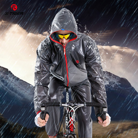 Chubasquero de X-TIGERT para hombre y mujer, ropa Impermeable para ciclismo, Poncho Impermeable al agua, conjunto Impermeable ► Foto 1/6