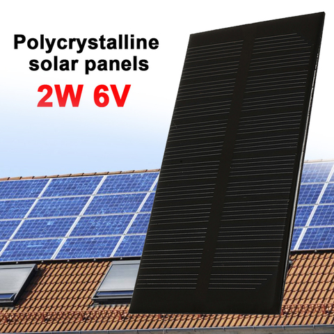 Panel Solar de 2W y 6V, generador Solar duradero, cargadores solares, luz de Panel exterior, salida de CC, Panel resistente al agua ► Foto 1/6