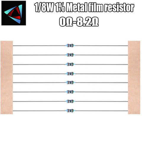 100 Uds 1/8W 1% resistencia de película de Metal 0R 1 1,2, 1,5, 1,8, 2 2,2, 2,4, 2,7, 3, 3,3, 3,6, 3,9, 4,3, 4,7, 5,1, 5,6, 6,2, 6,8, 7,5, 8,2 ohm ► Foto 1/1