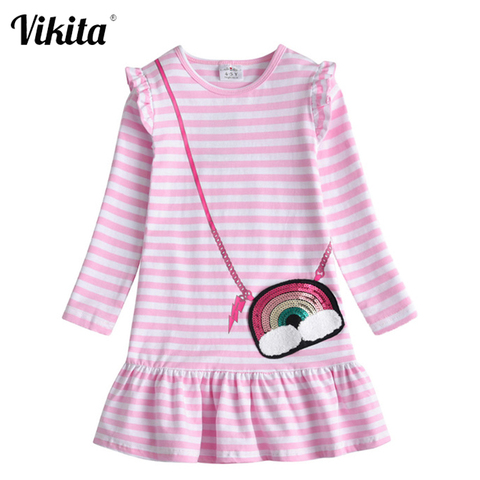 VIKITA nuevos Vestidos infantiles para niñas niños lentejuelas vestido niñas manga larga Otoño e Invierno vestido niños pequeños Vestidos de algodón ► Foto 1/6