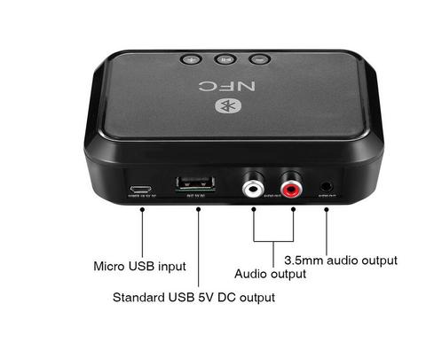 NFC estéreo Bluetooth inalámbrico receptor de Audio Bluetooth portátil adaptador NFC 3,5mm/RCA de salida de sonido de la música de coche altavoz ► Foto 1/6