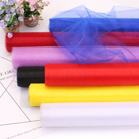 10m / 5m X 48cm cristal puro tul Organza rollo de tela para el bricolaje decoración para fiesta de boda de Organza bebé ducha decoración Mariage ► Foto 1/6