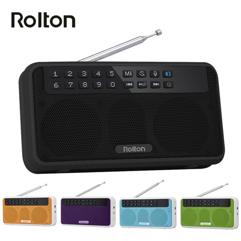 Rolton-altavoz inalámbrico E500 con Bluetooth, reproductor de música estéreo HiFi de 6W, portátil, Radio FM Digital, linterna, micrófono, grabación manos libres TF ► Foto 1/6