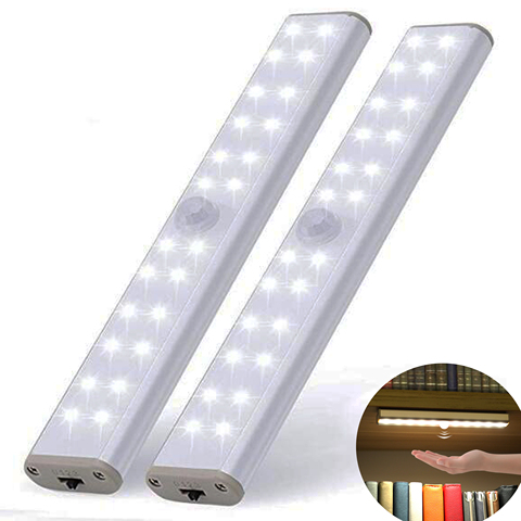 Lámpara LED inalámbrica para debajo del armario luces de cama led con lámpara con Sensor de movimiento, cocina, iluminación recargable por USB, armario de escaleras ► Foto 1/6