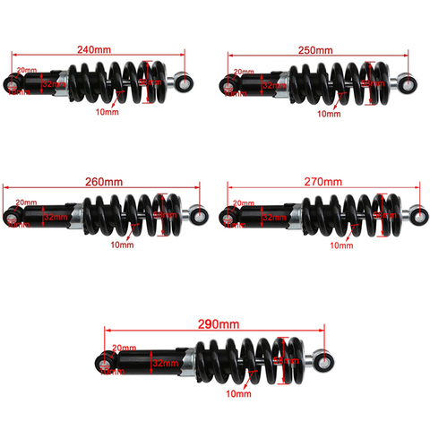 Amortiguador mecánico universal para motocicleta, suspensión trasera de 240 libras, 250mm, 260mm, 270mm, 290mm, mm, ATV, Scooter, Pit Bike ► Foto 1/6