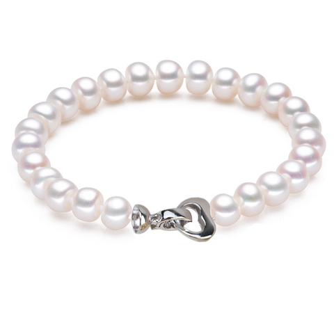 Pulsera de perlas de agua dulce Natural para mujer, de Plata de Ley 925, hecha a mano, regalo de joyería ► Foto 1/6