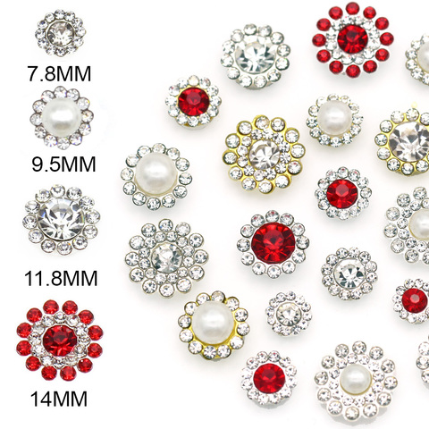 Diamantes de imitación de 20 piezas, perlas/Rojo/Cristal, flor, parte trasera plana, coser cristal con Base dorada/plateada, zapatos de ropa DIY ► Foto 1/6