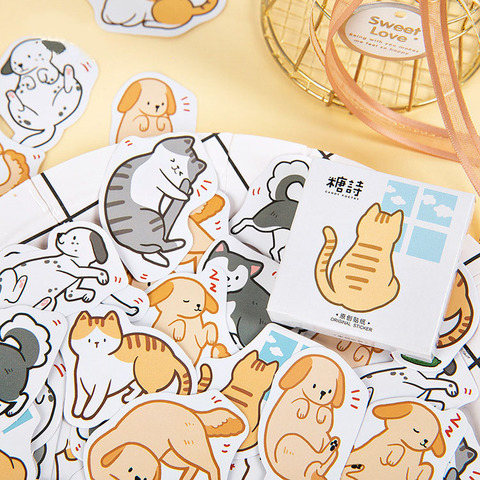 Mohamm-pegatinas decorativas Kawaii de gatos y perros, pegatinas personalizadas para diario, papelería, escamas, álbum de recortes, bricolaje ► Foto 1/5