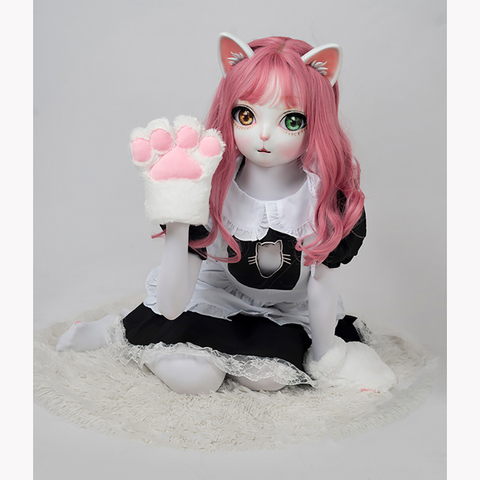 (HD04) calidad hecho a mano mujer chica gato resina media cabeza Cosplay japonés papel jugar BJD máscara de Kigurumi muñeca travesti máscara ► Foto 1/6