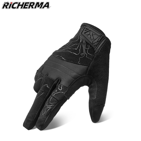 Guantes de Moto de dedo completo para Motocross, de verano, transpirables, negros, para pantalla táctil ► Foto 1/6