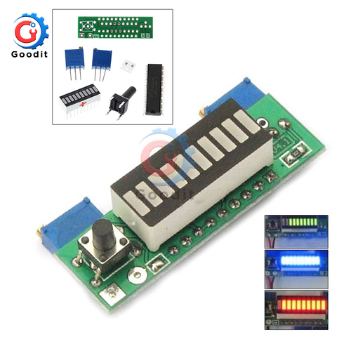 Placa de visualización de batería de litio de 3,7 V, módulo indicador de capacidad, probador de nivel de potencia LED de 12V, Li-ion, LM3914 ► Foto 1/6