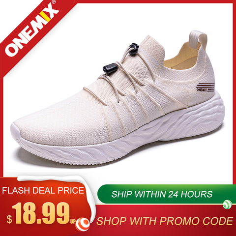 ONEMIX-Zapatillas deportivas de malla transpirable para hombre y mujer, zapatos de deporte para correr, informales, suaves y sin cordones, para exteriores ► Foto 1/6