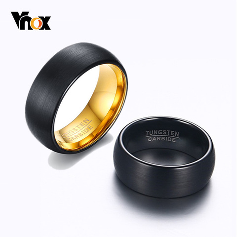 Vnox-Anillos de Carburo de Tungsteno negra para hombre, 8mm, interfaz de banda de boda, superficie mate, clásica, Alianza masculina, regalo de aniversario ► Foto 1/6