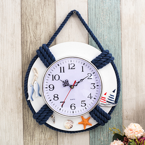 Reloj de aro de vida para decoración de barco, tema náutica marítima, decoración colgante de pared, fábrica de océano mediterráneo, hecho a mano, WJ721 ► Foto 1/5