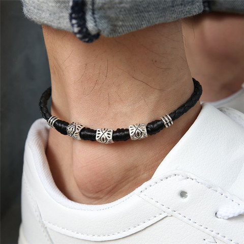 Tobilleras con hojas tejidas y ajustables para hombre y mujer, pulsera Simple hecha a mano, cuerda ajustable, amuleto de la suerte, joyería ► Foto 1/6