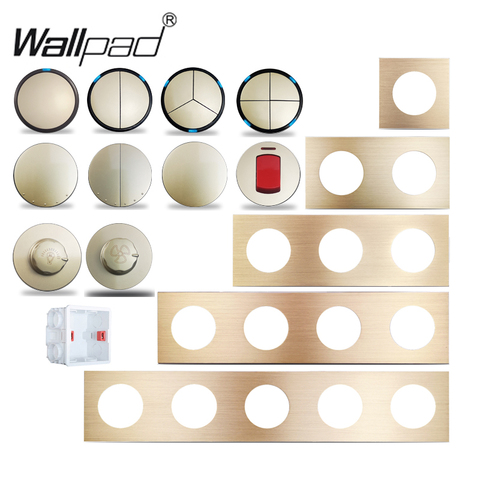 Wallpad-interruptor de pared LED L6, de aluminio dorado, 1, 2, 3, 4 entradas, Sensor intermedio, luz de paso, combinación libre para manualidades ► Foto 1/6