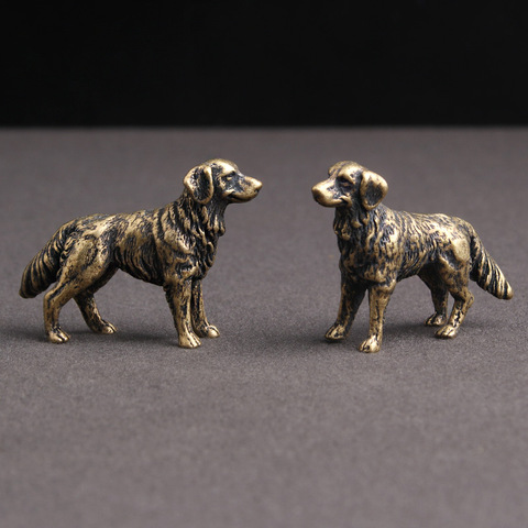 Figuritas de perro de cobre antiguo miniaturas adornos del zodiaco de escritorio, estatua pequeña de té de mascotas para hogar, decoraciones para cachorros, manualidades ► Foto 1/6