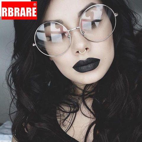 Gafas redondas y transparentes de gran tamaño para mujer, montura de Metal plateado, Sexy, círculo, diseñador de marca, grandes, Gafas de Nerd ► Foto 1/6