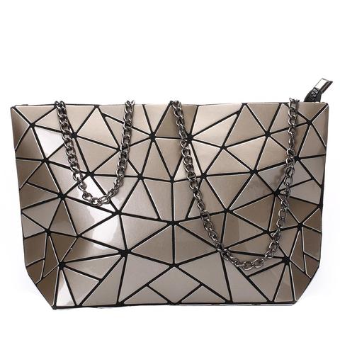 Bolso de hombro con cadena para mujer, bandolera geométrica a la moda, bandolera lisa y plegable, bolso de mano de noche ► Foto 1/6