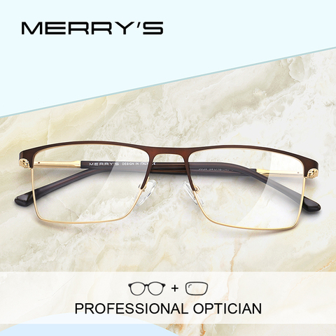 MERRYS-gafas graduadas para hombre, lentes cuadradas para miopía, estilo de negocios, montura óptica, S2034PG ► Foto 1/6