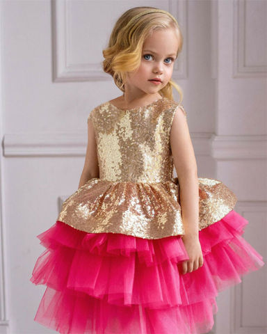 Vestido de lentejuelas bebé niñas de 1 a 5 años tutú con dorado niñas pequeñas, fiesta de princesa de retales, vestidos formales con para Niñas - Historial de