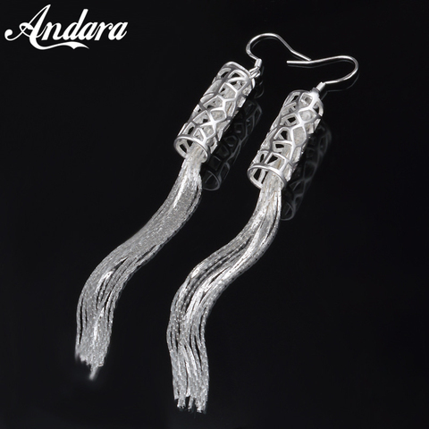 Pendientes de plata de ley 925 para mujer, aretes largos con borlas, joyería de boda, regalo ► Foto 1/6