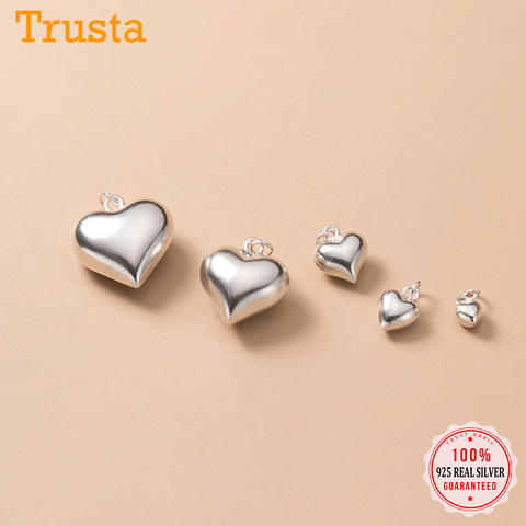 Trustdavis-Colgante con forma de corazón romántico 3D, Plata de Ley 925 auténtica, 4, 6, 8, 13, 15mm, hecho a mano, accesorios DIY, DZ20 ► Foto 1/6