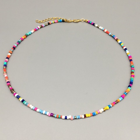 Collar sencillo de cuentas de semillas para mujer, cadena con cuentas cortas, joyería de 16 pulgadas, Gargantilla, regalo ► Foto 1/6