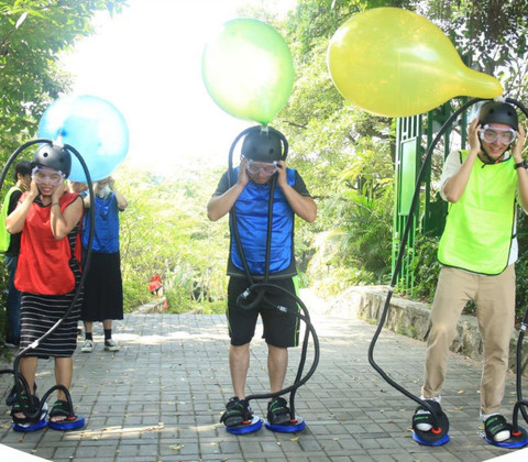 Juego de globos grandes 2 bomba de pie 5 globos 1 gafas, divertidas fiestas de boda, equipo de empresa, juguetes de construcción al aire libre ► Foto 1/6