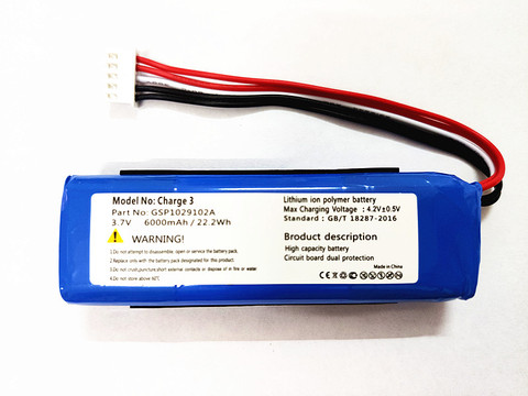 100%-Batería de repuesto de alta calidad, 3,7 V, 6000mAh, carga 3, GSP1029102A, para JBL Charge 3 CS-JML330SL ► Foto 1/6