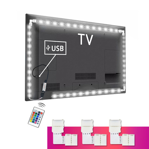 USB 5V potencia RGB 5050SMD LED tira de luz de neón de HDTV TV luz iluminación Bias Pantalla de PC de escritorio decoración Lámpara 1M 2M 3M ► Foto 1/6