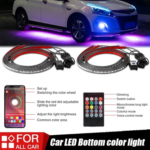 4x coche LED banda Flexible LED Control remoto/APP RGB LED tira de Control en el chasis del automóvil tubo bajos sistema de luz de neón ► Foto 1/6