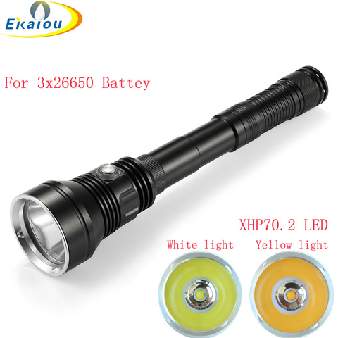 Linterna de buceo profesional XHP70.2, luz LED amarilla/blanca de 6000 lúmenes, sumergible hasta 150M, impermeable, para exteriores ► Foto 1/6