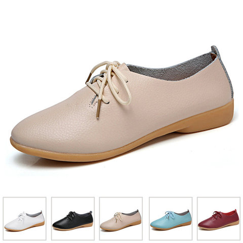 Mocasines de piel auténtica para mujer, zapatos informales, mocasines suaves con punta estrecha, calzado plano de verano ► Foto 1/6