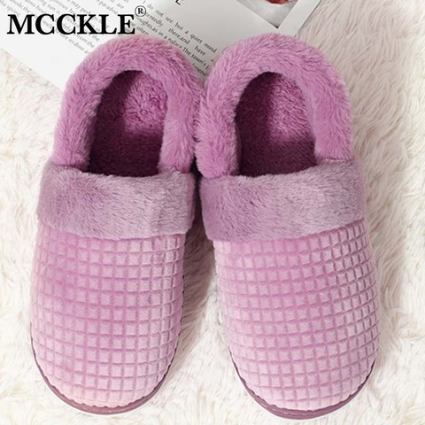 MCCKLE, zapatillas de invierno para mujer, zapatos para el hogar, zapatos planos informales de felpa cálidos para mujer, zapatos planos para pareja, cómodos, nuevo calzado femenino de talla grande ► Foto 1/6