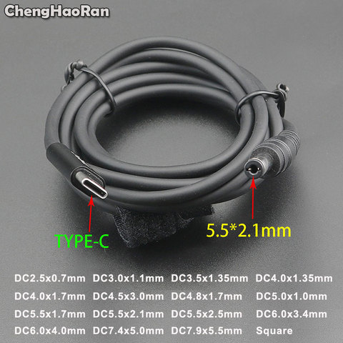 Cable de carga ChengHaoRan USB tipo C PD 4,0 1,7x5,5x2,1mm DC adaptador Jack convertidor a DC macho para ordenador portátil Dell HP ► Foto 1/6