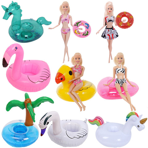Anillo de natación de Barbies para muñeca, boya realista inflable de dibujos animados para Barbies, accesorios de estilo mixto, juguete para niña de nuestra generación ► Foto 1/6
