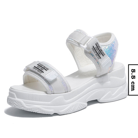 Fujin verano Mujer Sandalias hebilla diseño negro blanco cómodas sandalias con plataformas mujer suela gruesa zapatos de playa ► Foto 1/6