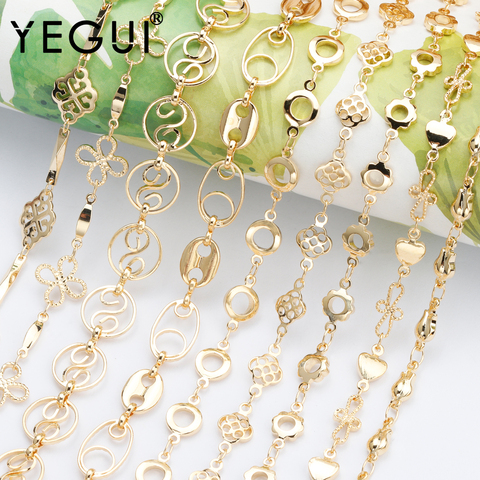 YEGUI C164, accesorios de joyería, cadena de bricolaje, chapado en oro de 18k, 0,3 micras, metal de cobre, collar de pulsera de bricolaje, fabricación de joyas, 1 m/lote ► Foto 1/6