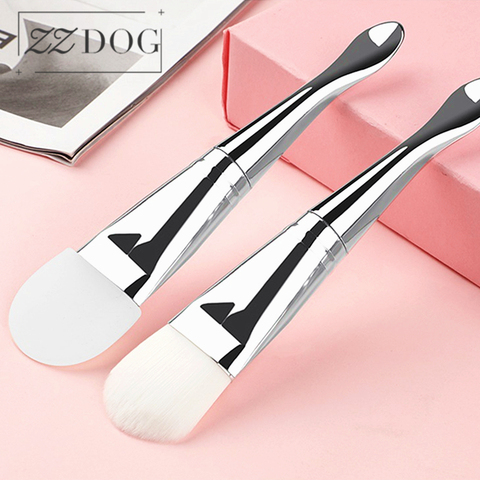 ZZDOG-brocha de maquillaje con mango de Metal, base de maquillaje para el rostro, cepillo de contorno portátil, herramientas cosméticas de lana de fibra de silicona, 1 Uds. ► Foto 1/6