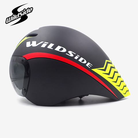 Triatlón aero casco de bicicleta de carretera timetrial carrera ironman tt ciclismo casco con lente gafas visor Accessossories 2022 ► Foto 1/6